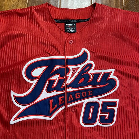 FUBU Vintage Y2K Champions Collection Baseball Jersey Red Navy Men's Size XXL - Picture 2 of 10